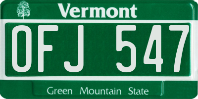 VT license plate OFJ547