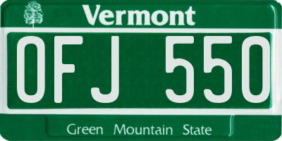 VT license plate OFJ550