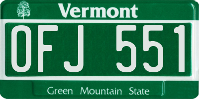 VT license plate OFJ551