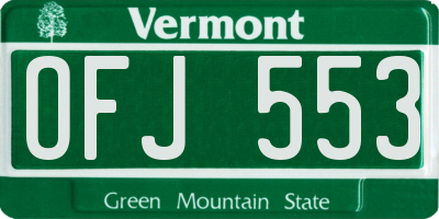 VT license plate OFJ553