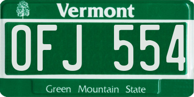 VT license plate OFJ554