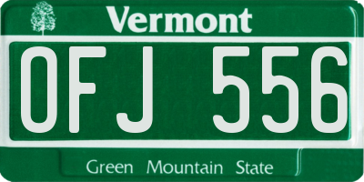 VT license plate OFJ556