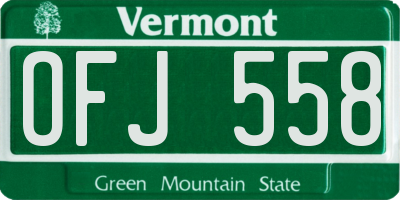 VT license plate OFJ558