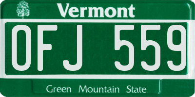 VT license plate OFJ559