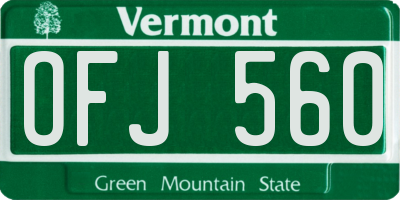 VT license plate OFJ560