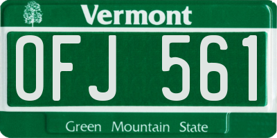 VT license plate OFJ561