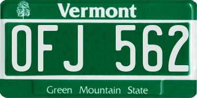 VT license plate OFJ562