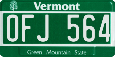 VT license plate OFJ564