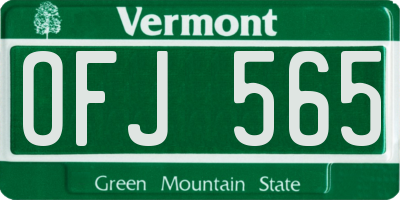 VT license plate OFJ565