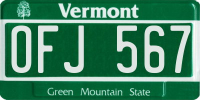 VT license plate OFJ567