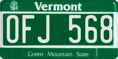 VT license plate OFJ568