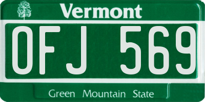 VT license plate OFJ569