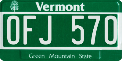 VT license plate OFJ570