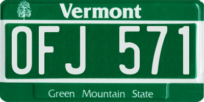 VT license plate OFJ571
