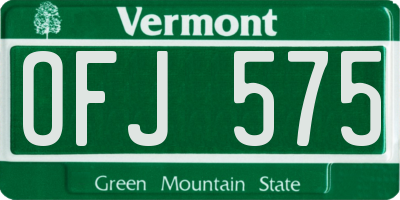 VT license plate OFJ575