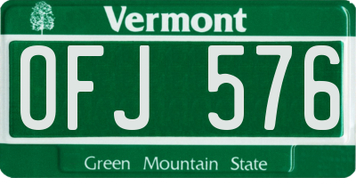 VT license plate OFJ576