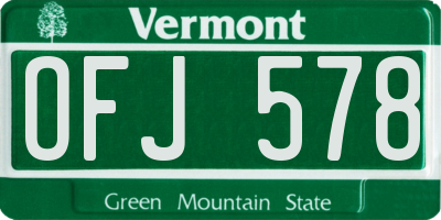 VT license plate OFJ578