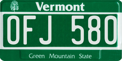 VT license plate OFJ580