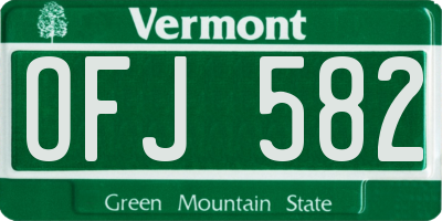 VT license plate OFJ582