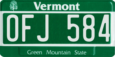 VT license plate OFJ584