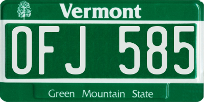 VT license plate OFJ585