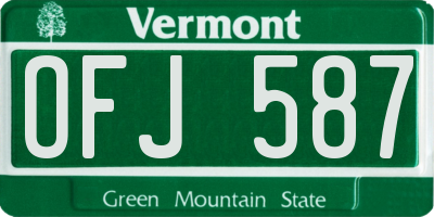 VT license plate OFJ587