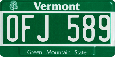 VT license plate OFJ589
