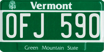 VT license plate OFJ590