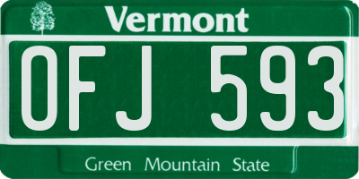 VT license plate OFJ593
