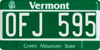 VT license plate OFJ595