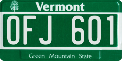 VT license plate OFJ601