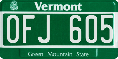 VT license plate OFJ605