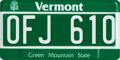 VT license plate OFJ610