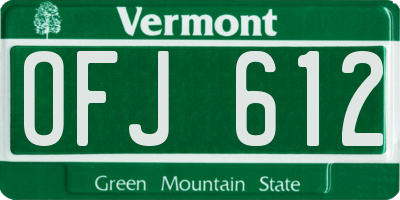 VT license plate OFJ612