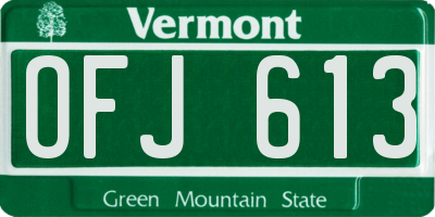 VT license plate OFJ613