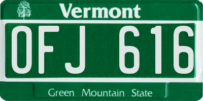 VT license plate OFJ616