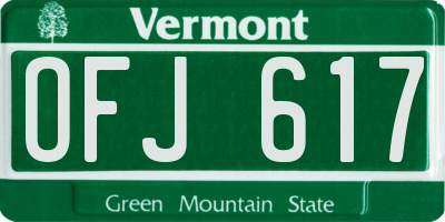VT license plate OFJ617
