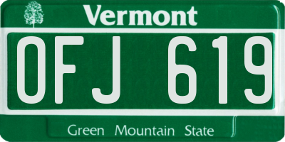 VT license plate OFJ619