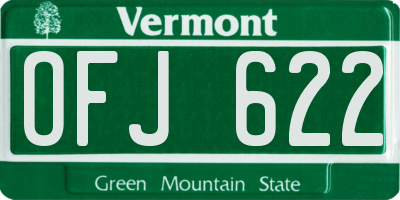 VT license plate OFJ622