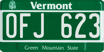 VT license plate OFJ623