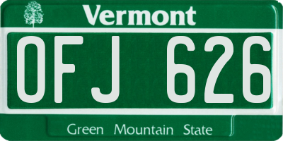 VT license plate OFJ626