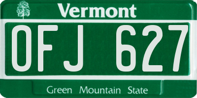 VT license plate OFJ627