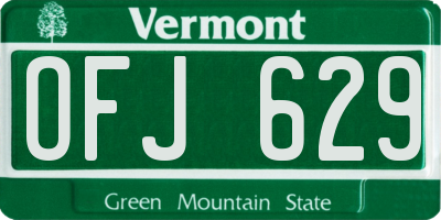 VT license plate OFJ629