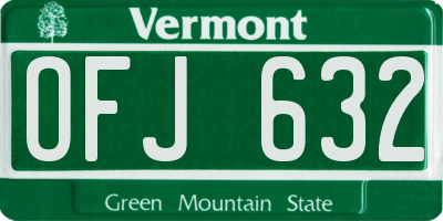 VT license plate OFJ632