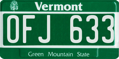 VT license plate OFJ633
