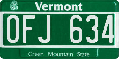 VT license plate OFJ634
