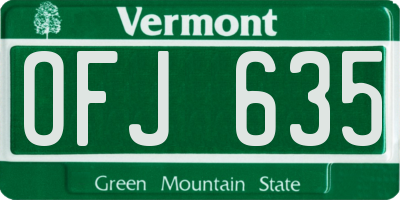 VT license plate OFJ635
