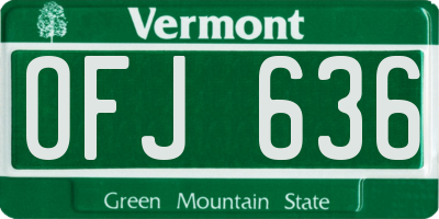 VT license plate OFJ636