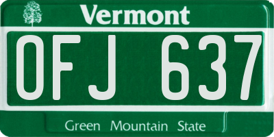 VT license plate OFJ637