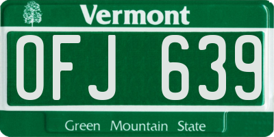 VT license plate OFJ639
